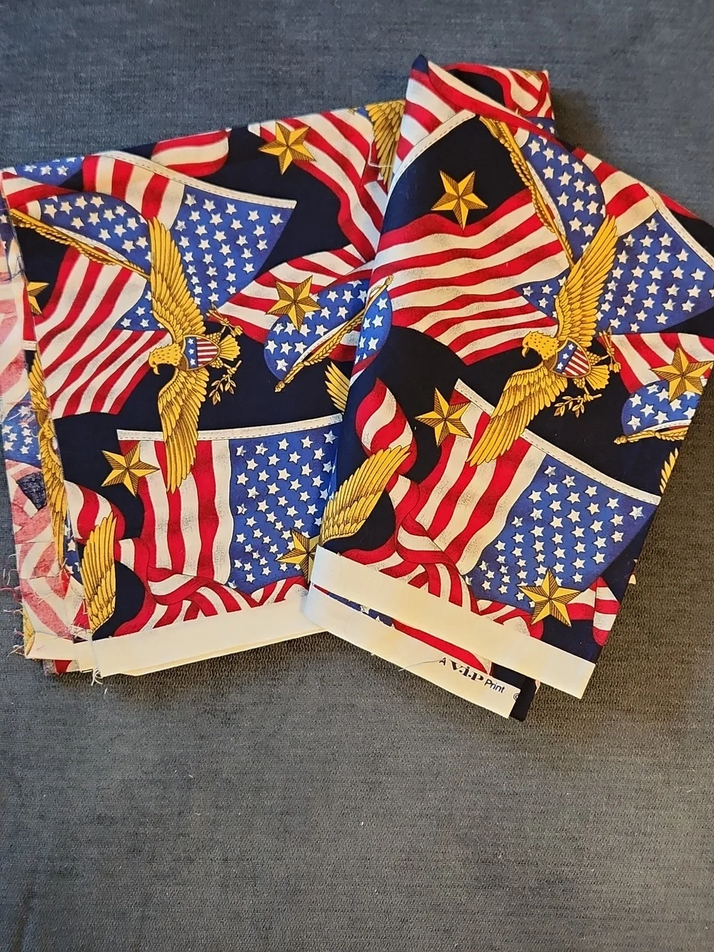 Cranston Vintage Patriotic American Flag Eagle Cotton Fabric - Red, White & Blue